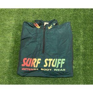 Vintage Surf Stuff Intense Body Wear 1/4 zip jacket windbreaker green XL